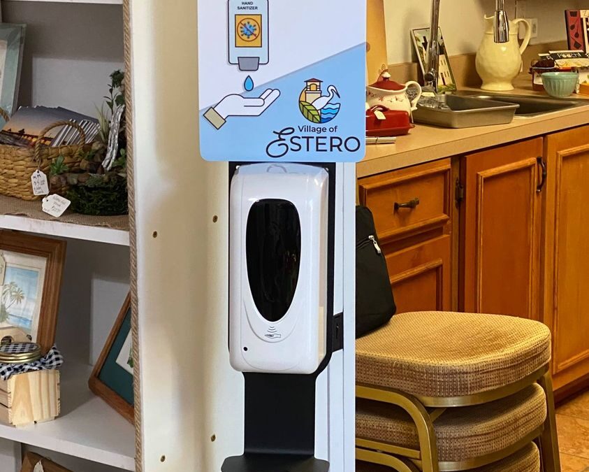 Hand sanitizer stations now available in cottage and schoolhouse